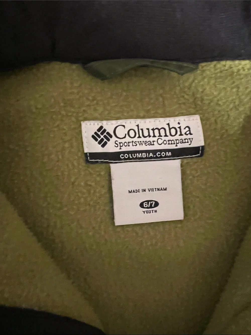 Columbia Kids Two-Tone Olive and Lime Green Fleece Puffer Jacket